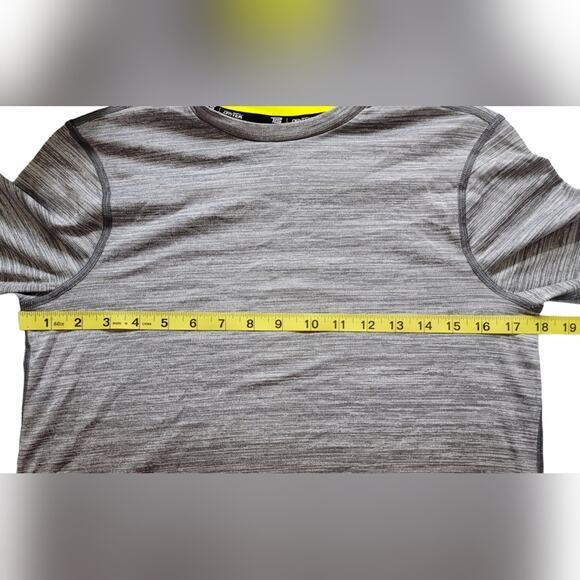 Tek Gear DryTek Long Sleeve Heather Grey with Neon Yellow Trim‎ Size Large 14-16 - Picture 4 of 6